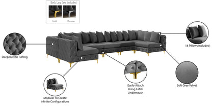 Westmount Grey Velvet Modular Sectional Sec7A