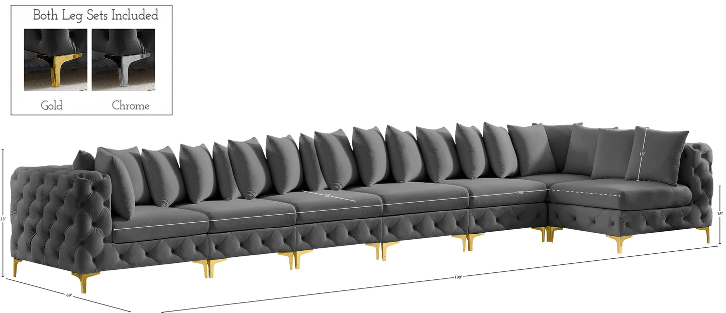 westmount grey velvet modular sectional sec7b