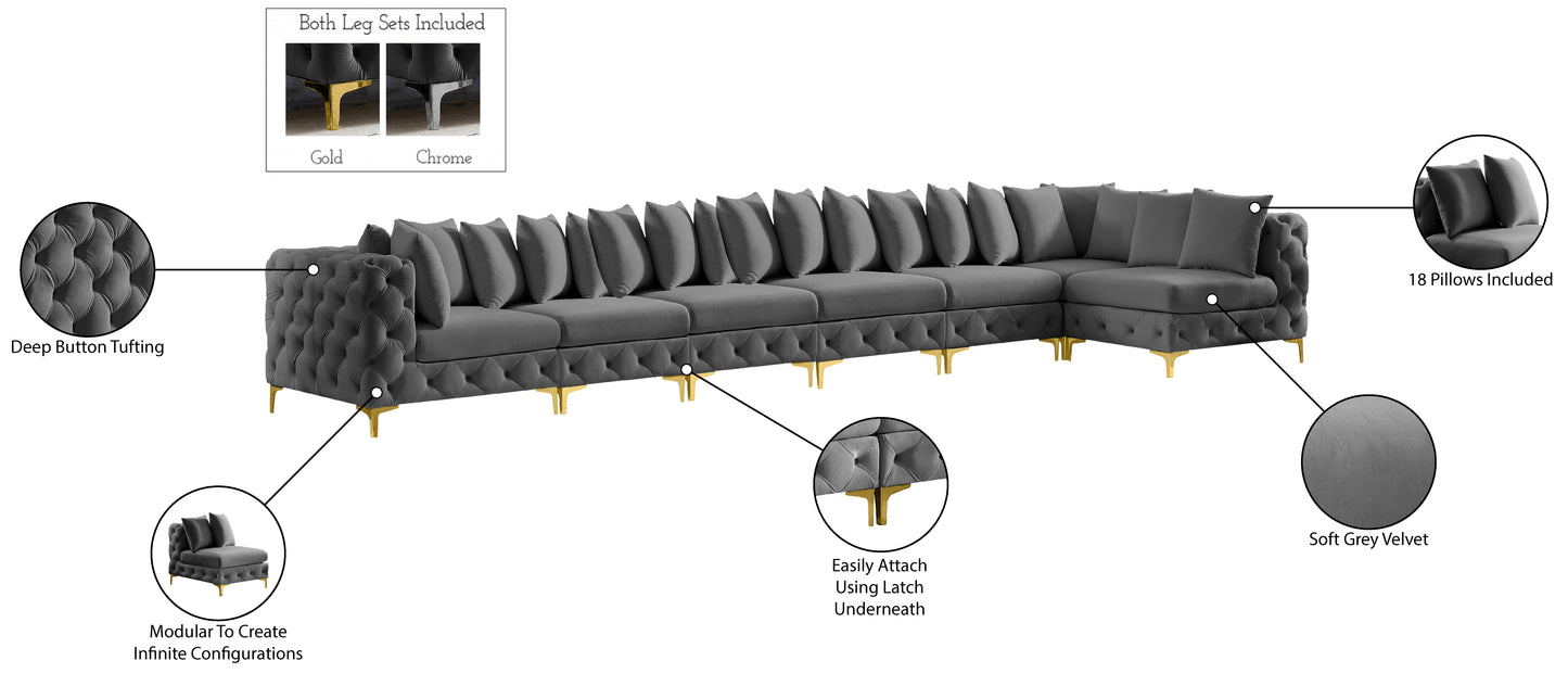 westmount grey velvet modular sectional sec7b