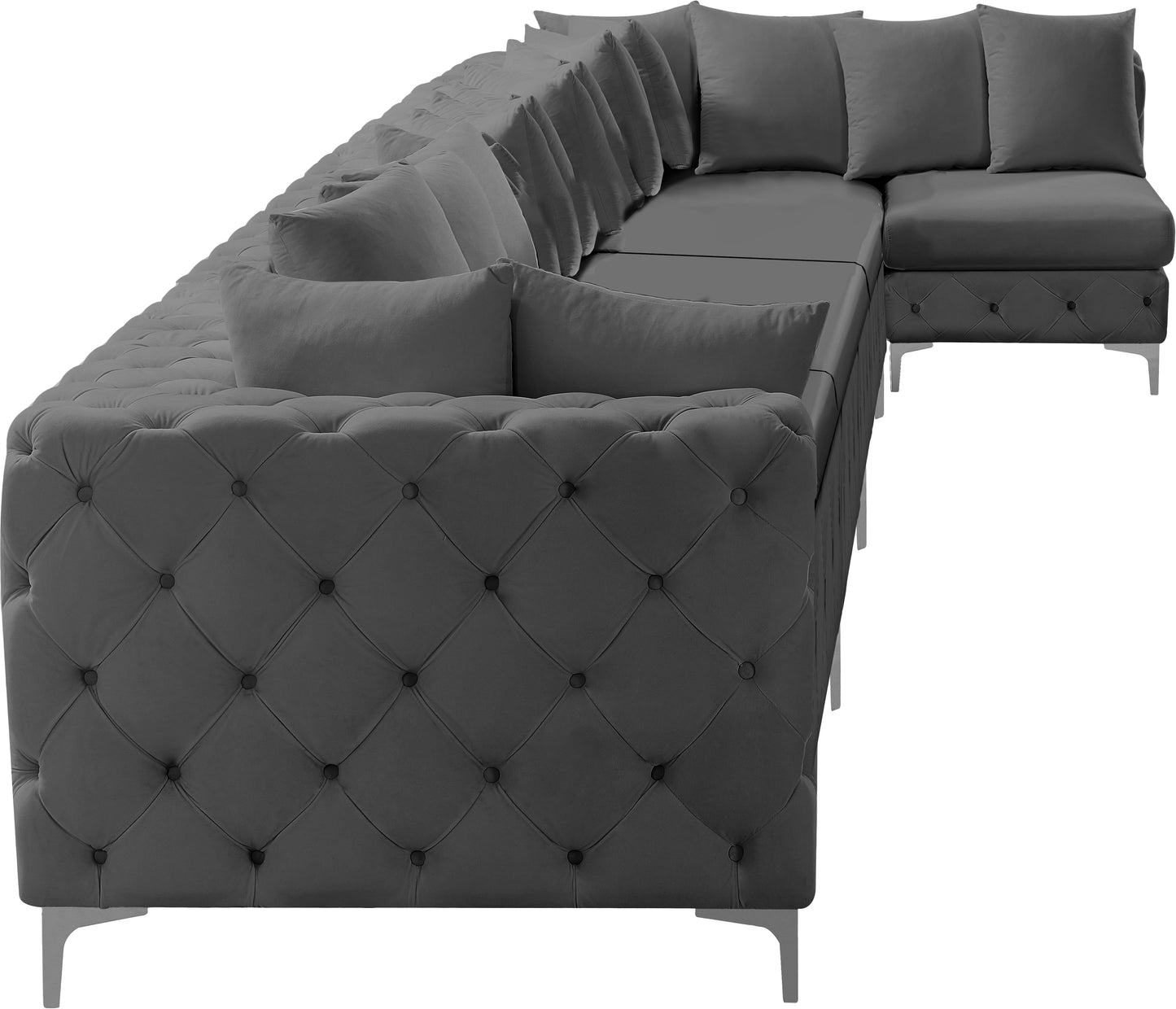 westmount grey velvet modular sectional sec7b