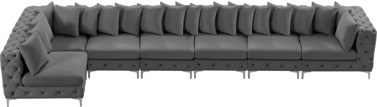 westmount grey velvet modular sectional sec7b