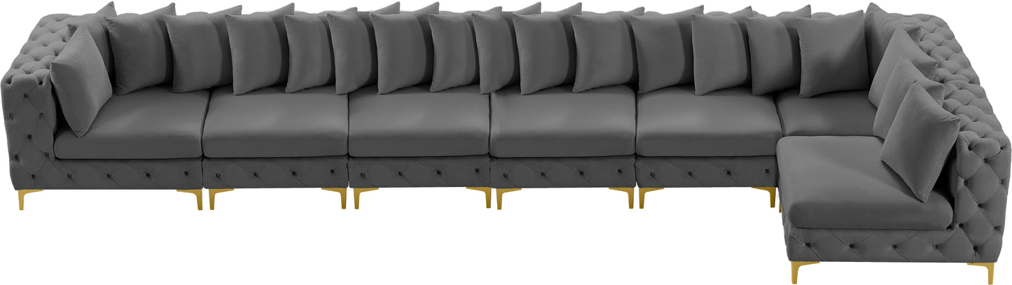 westmount grey velvet modular sectional sec7b