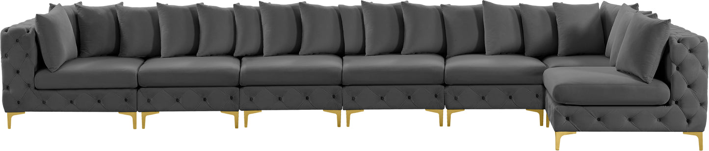 westmount grey velvet modular sectional sec7b