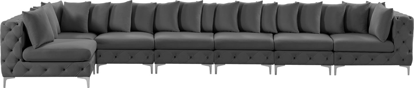 westmount grey velvet modular sectional sec7b