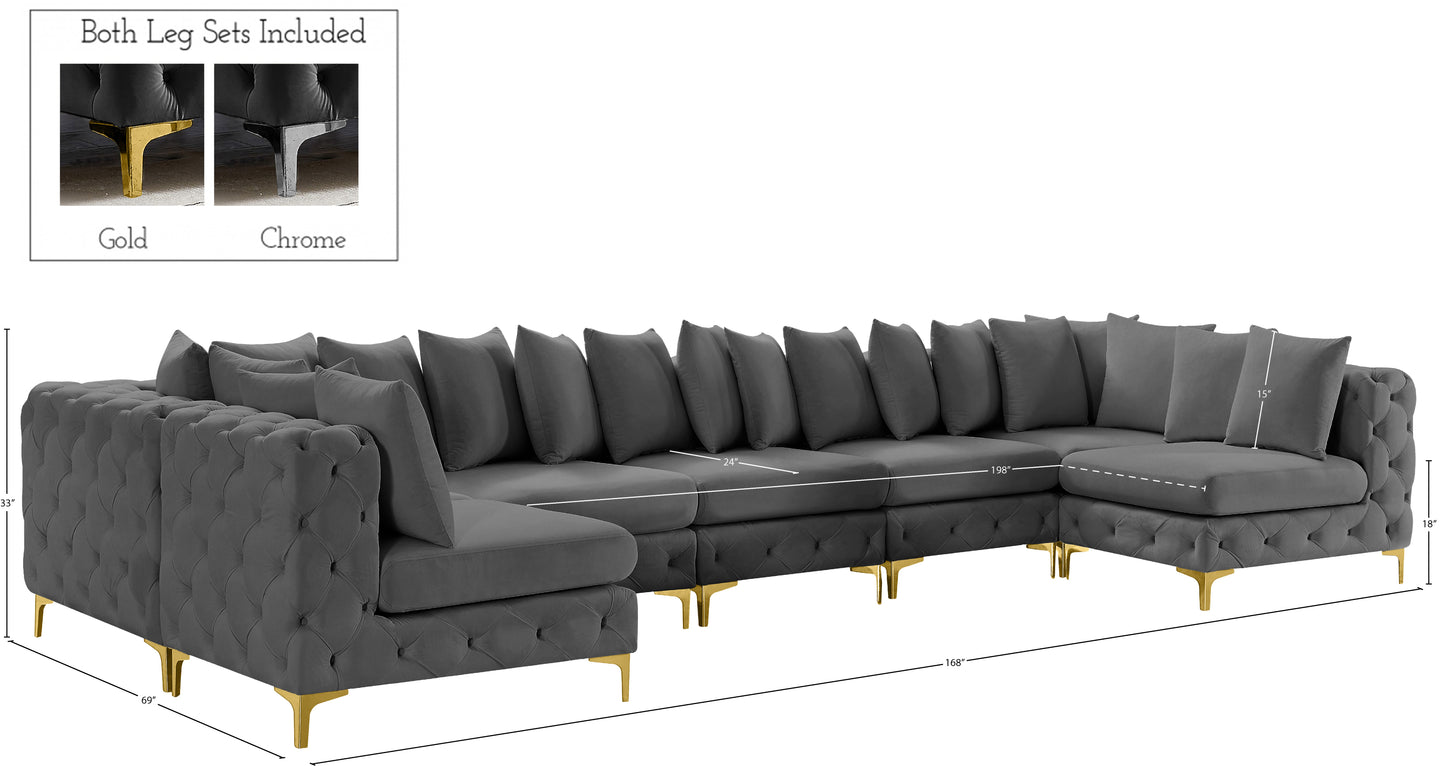 westmount grey velvet modular sectional sec7c