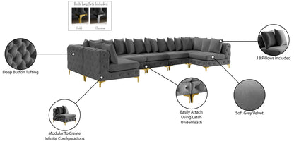 Westmount Grey Velvet Modular Sectional Sec7C