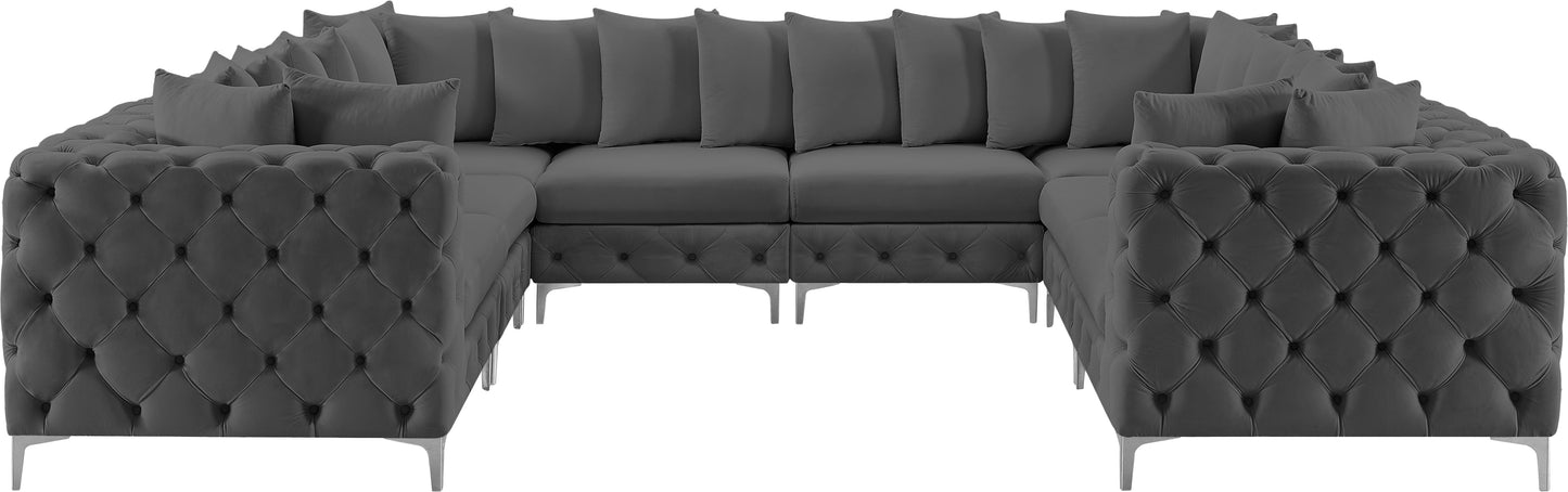 westmount grey velvet modular sectional sec8a