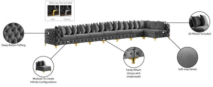 Westmount Grey Velvet Modular Sectional Sec8B