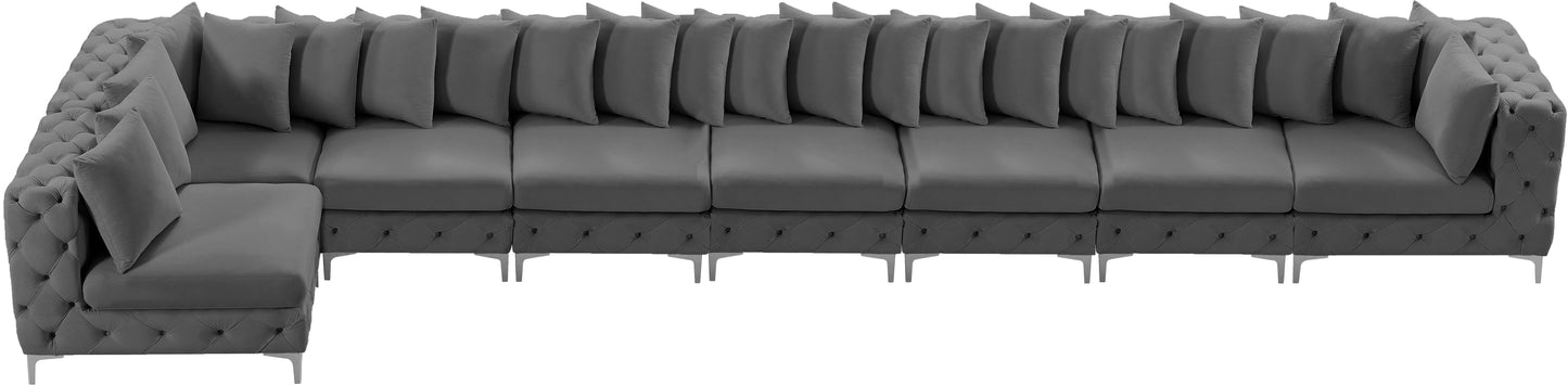 westmount grey velvet modular sectional sec8b