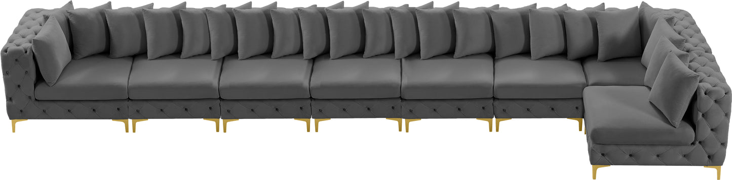 westmount grey velvet modular sectional sec8b