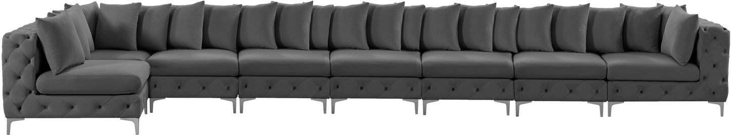 westmount grey velvet modular sectional sec8b