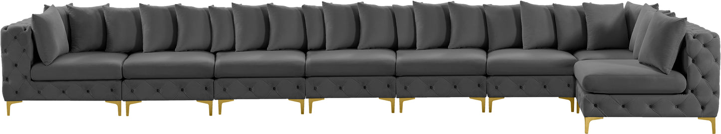 westmount grey velvet modular sectional sec8b