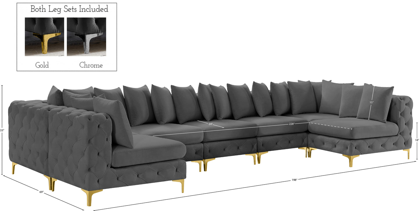 westmount grey velvet modular sectional sec8c