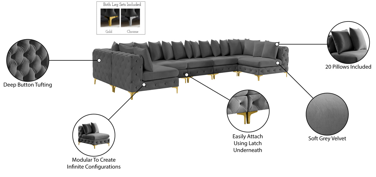 westmount grey velvet modular sectional sec8c