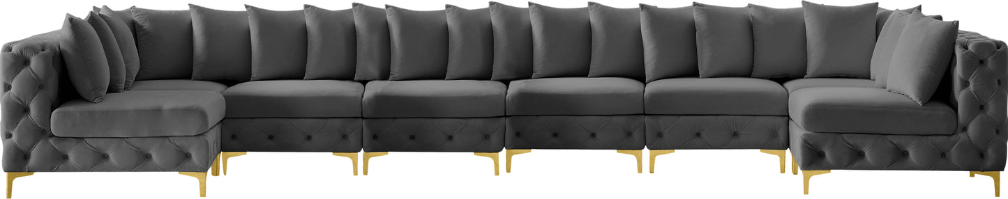 westmount grey velvet modular sectional sec8c