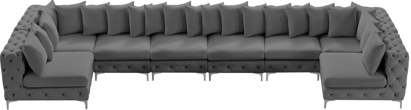 westmount grey velvet modular sectional sec8c