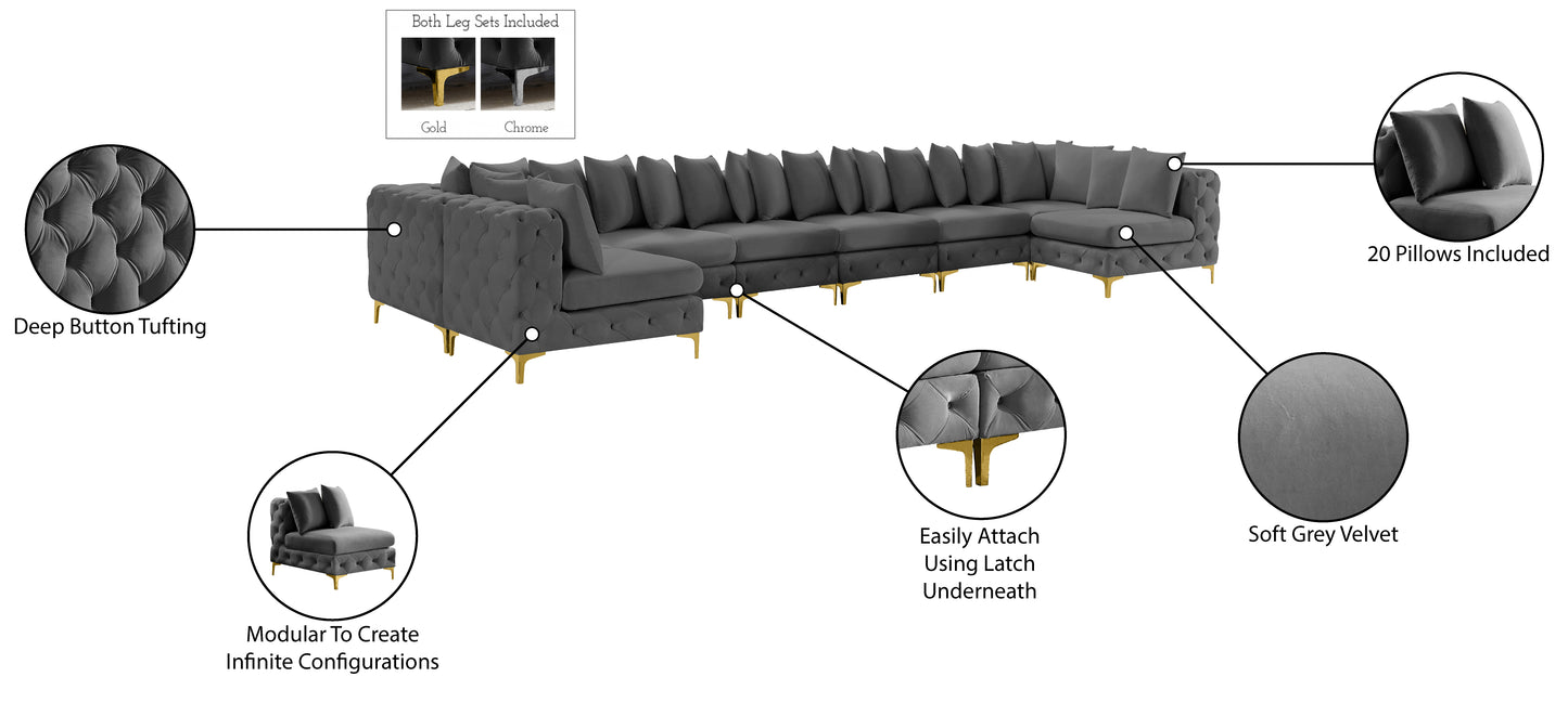 westmount grey velvet modular sectional sec9a