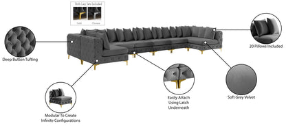 Westmount Grey Velvet Modular Sectional Sec9A