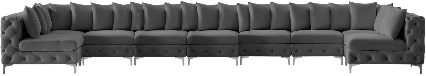 westmount grey velvet modular sectional sec9a