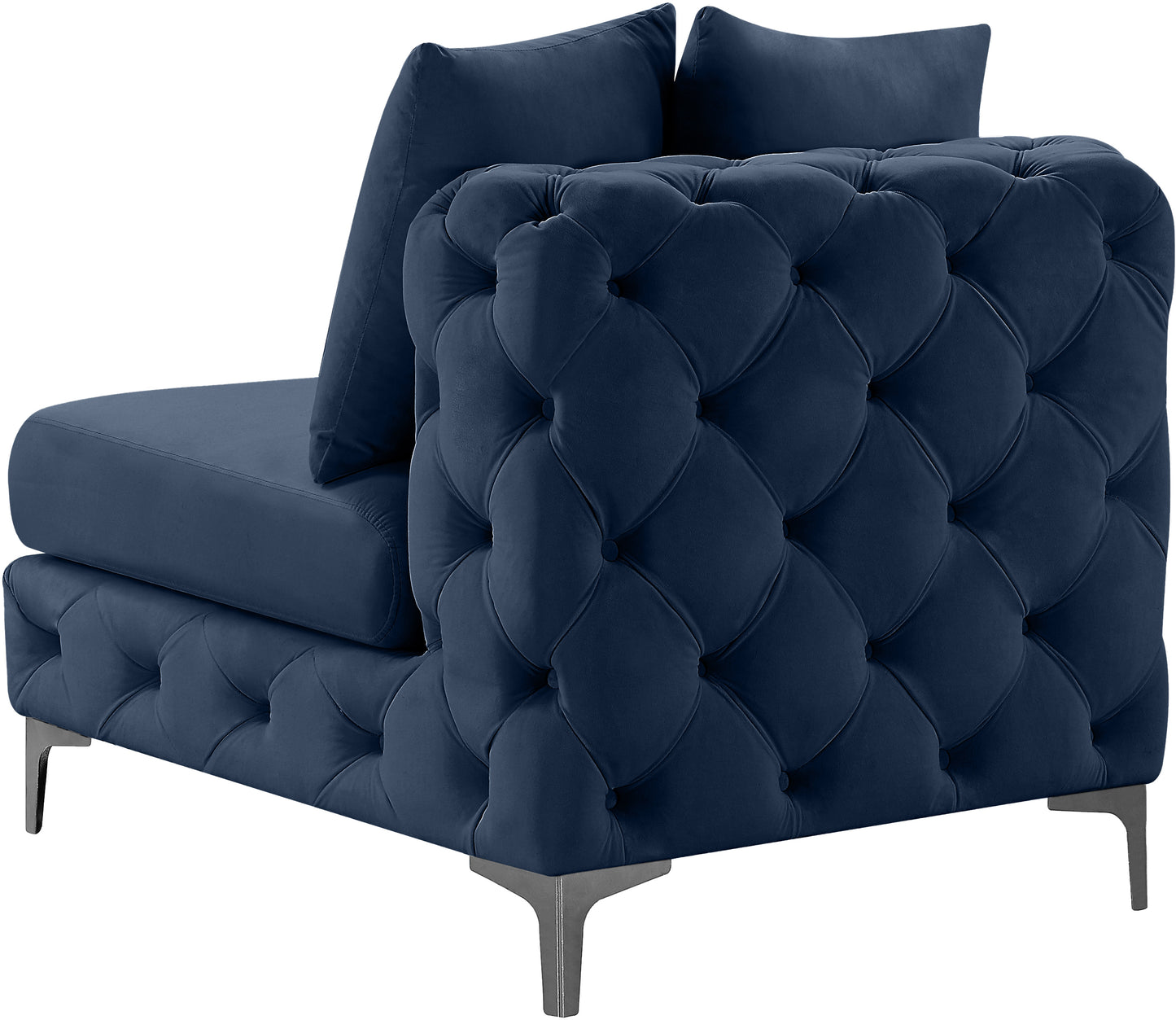 westmount navy velvet armless chair armless