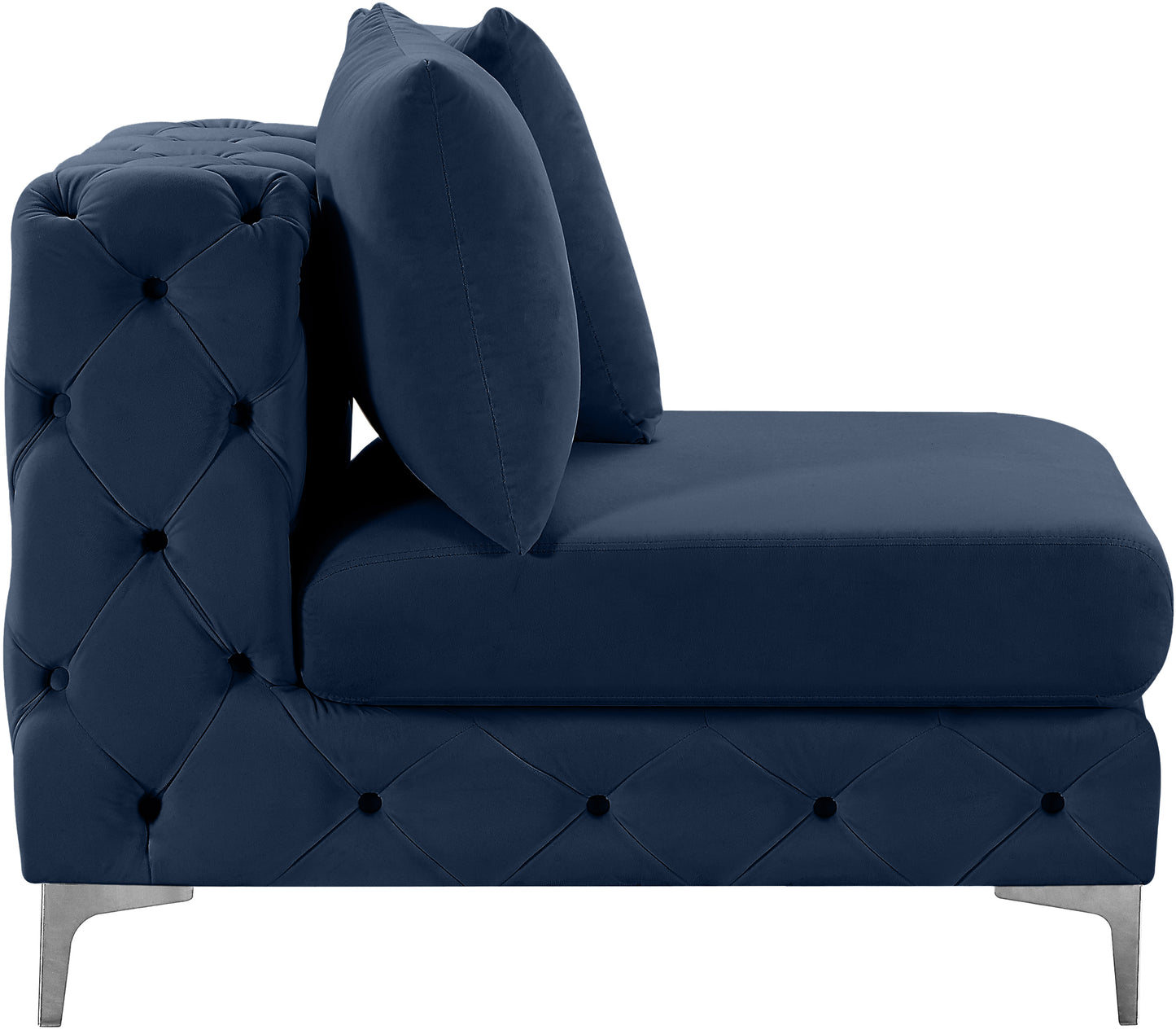 westmount navy velvet armless chair armless