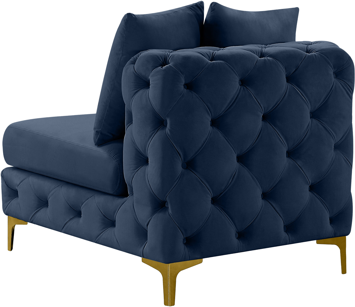 westmount navy velvet armless chair armless