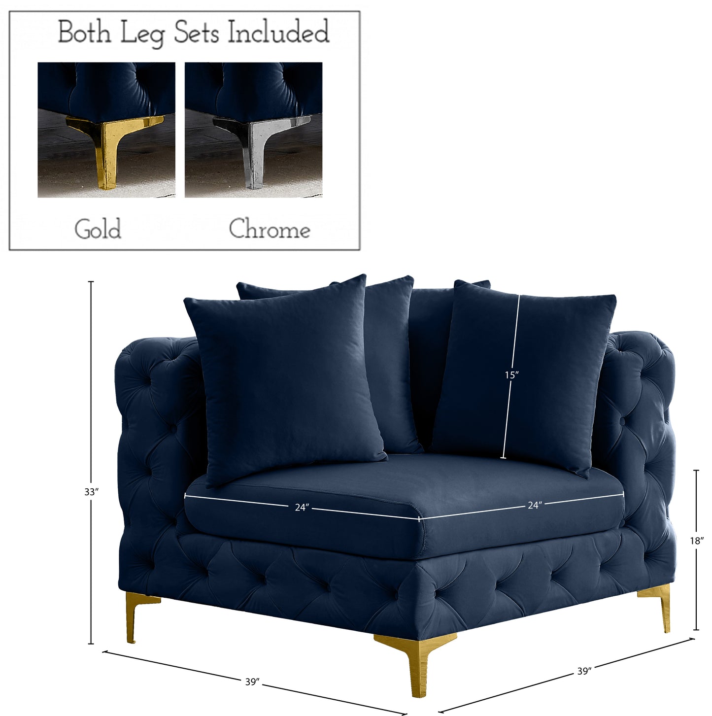 westmount navy velvet corner chair corner