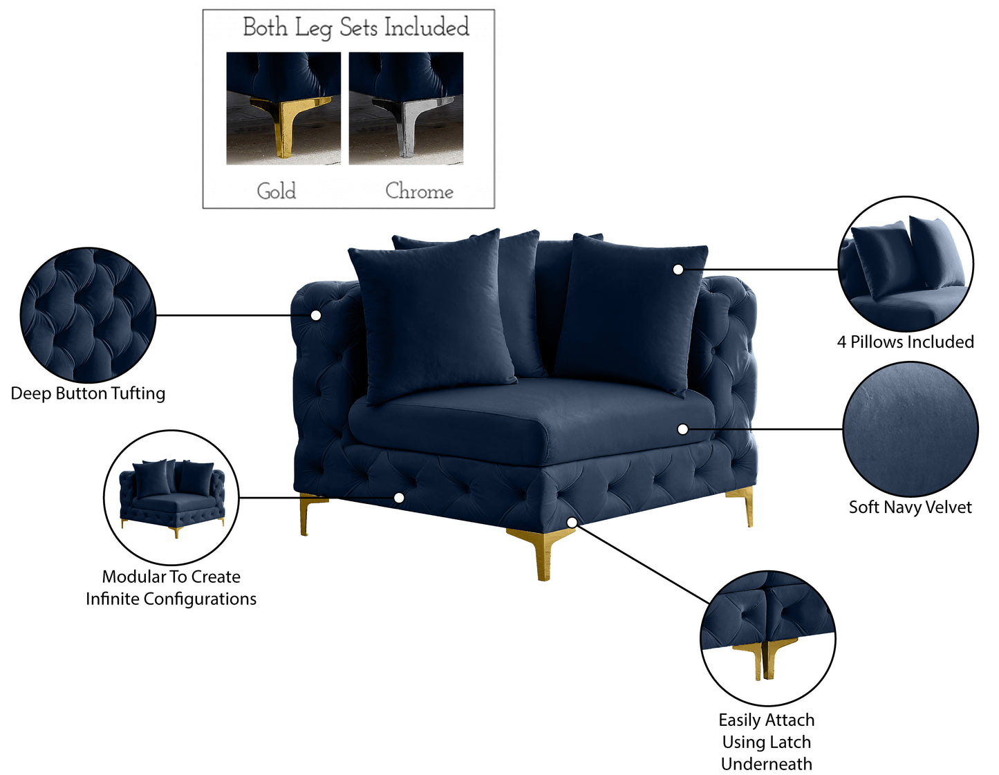 westmount navy velvet corner chair corner