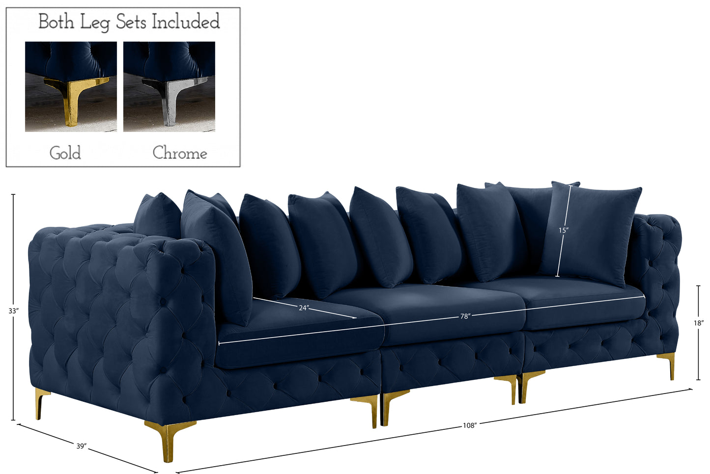 westmount navy velvet modular sofa s108