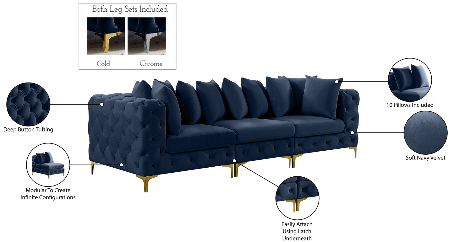 westmount navy velvet modular sofa s108