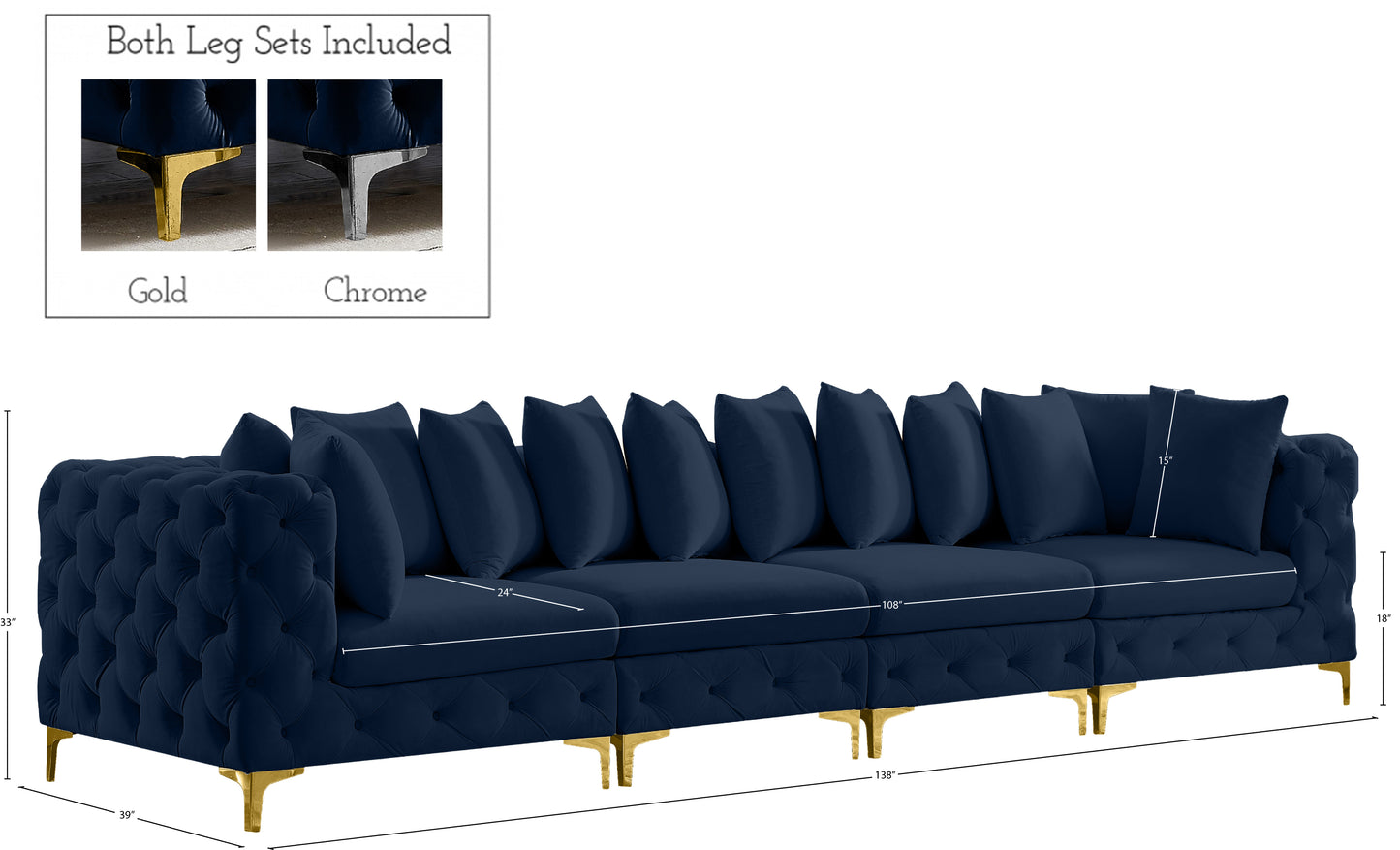 westmount navy velvet modular sofa s138