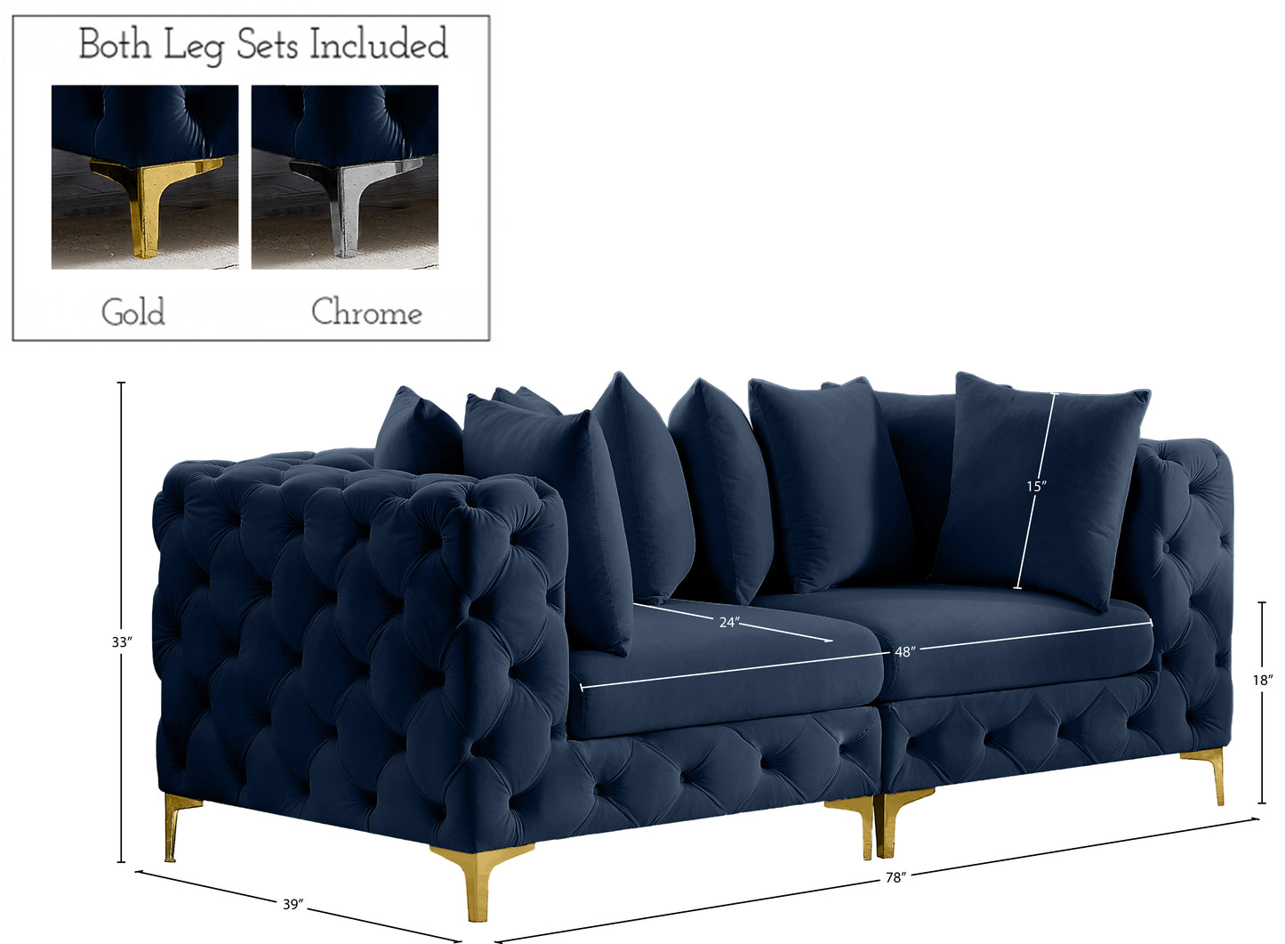 westmount navy velvet modular sofa s78