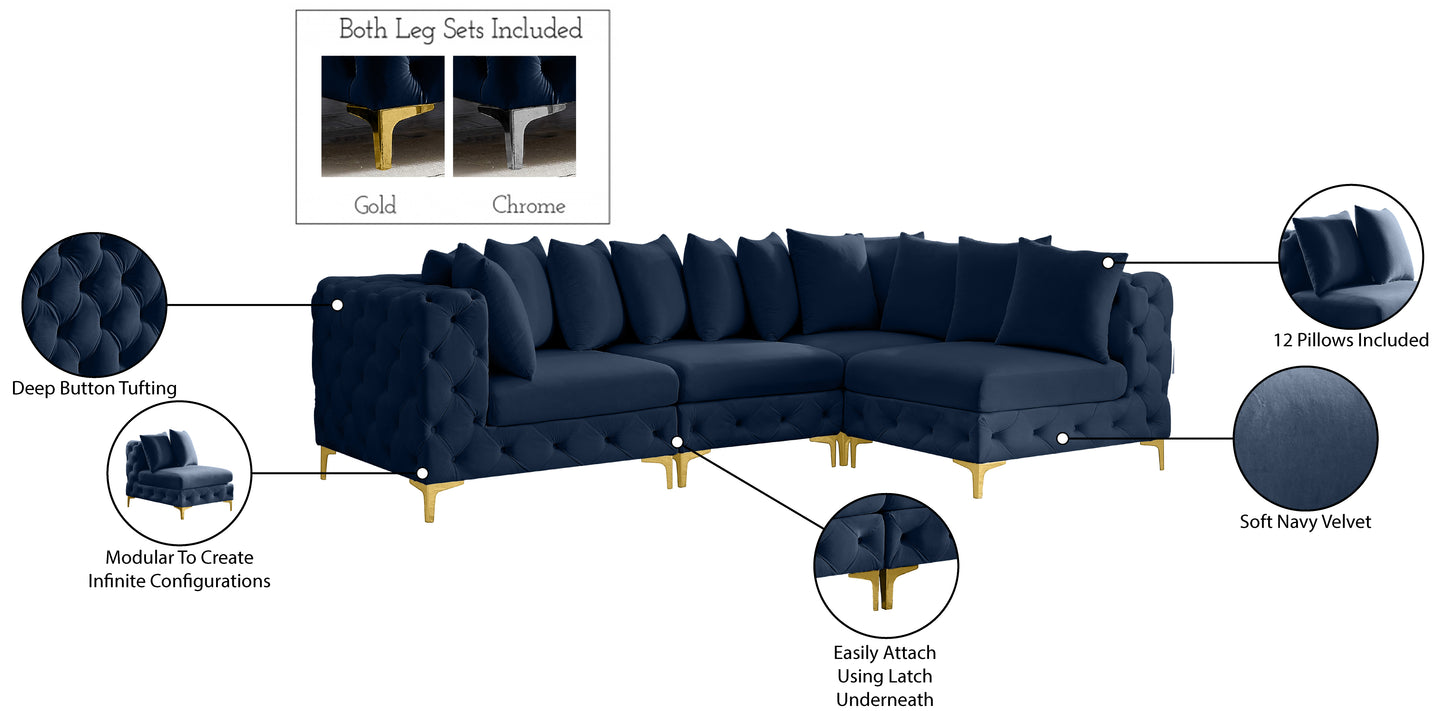 westmount navy velvet modular sectional sec4a