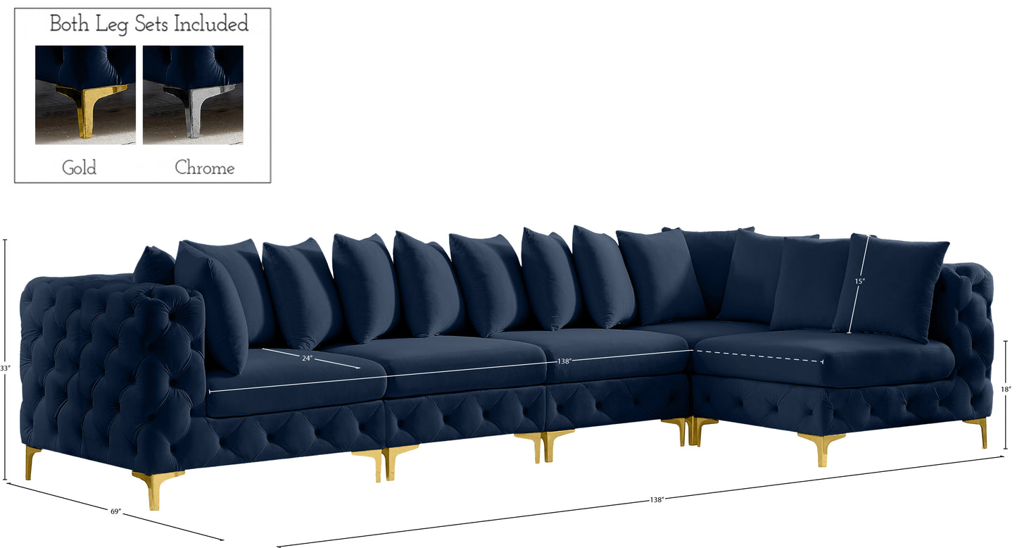 westmount navy velvet modular sectional sec5a