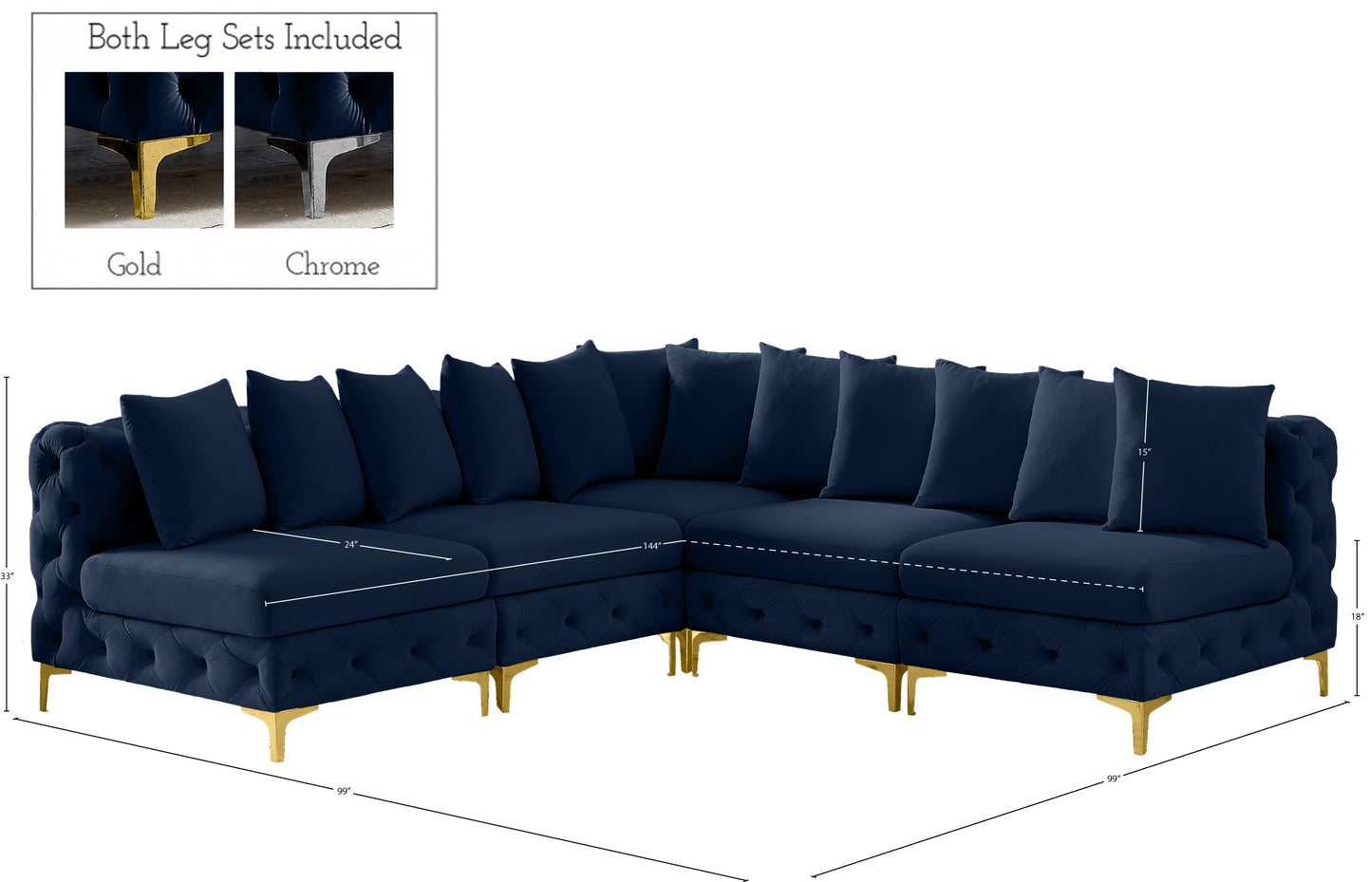 westmount navy velvet modular sectional sec5b