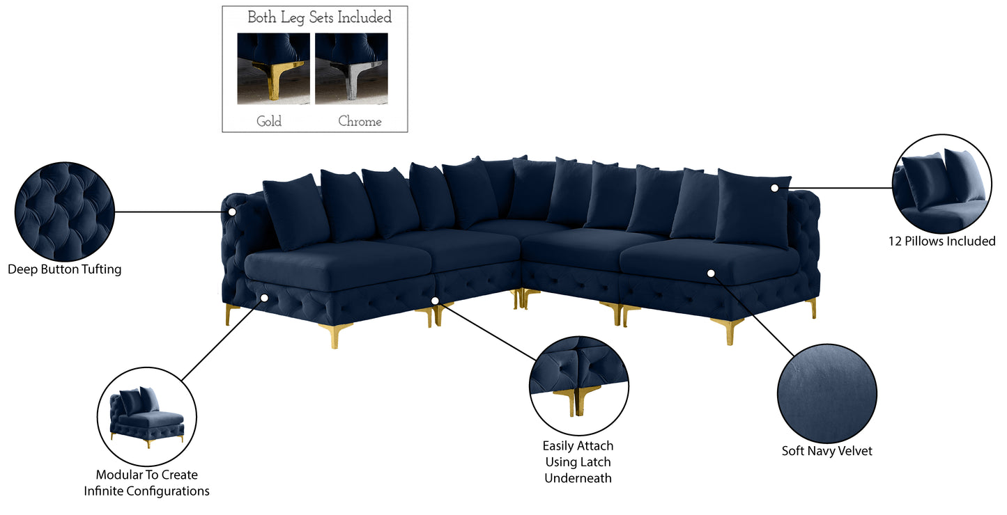 westmount navy velvet modular sectional sec5b