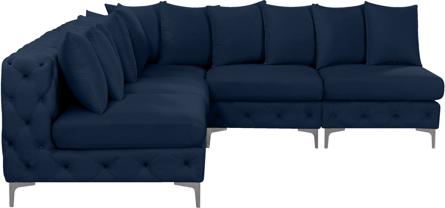 westmount navy velvet modular sectional sec5b