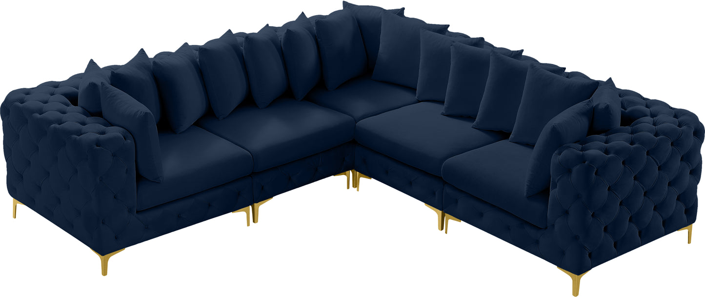 westmount navy velvet modular sectional sec5c