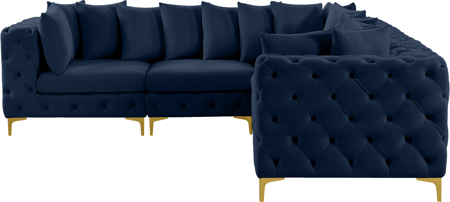 westmount navy velvet modular sectional sec5c