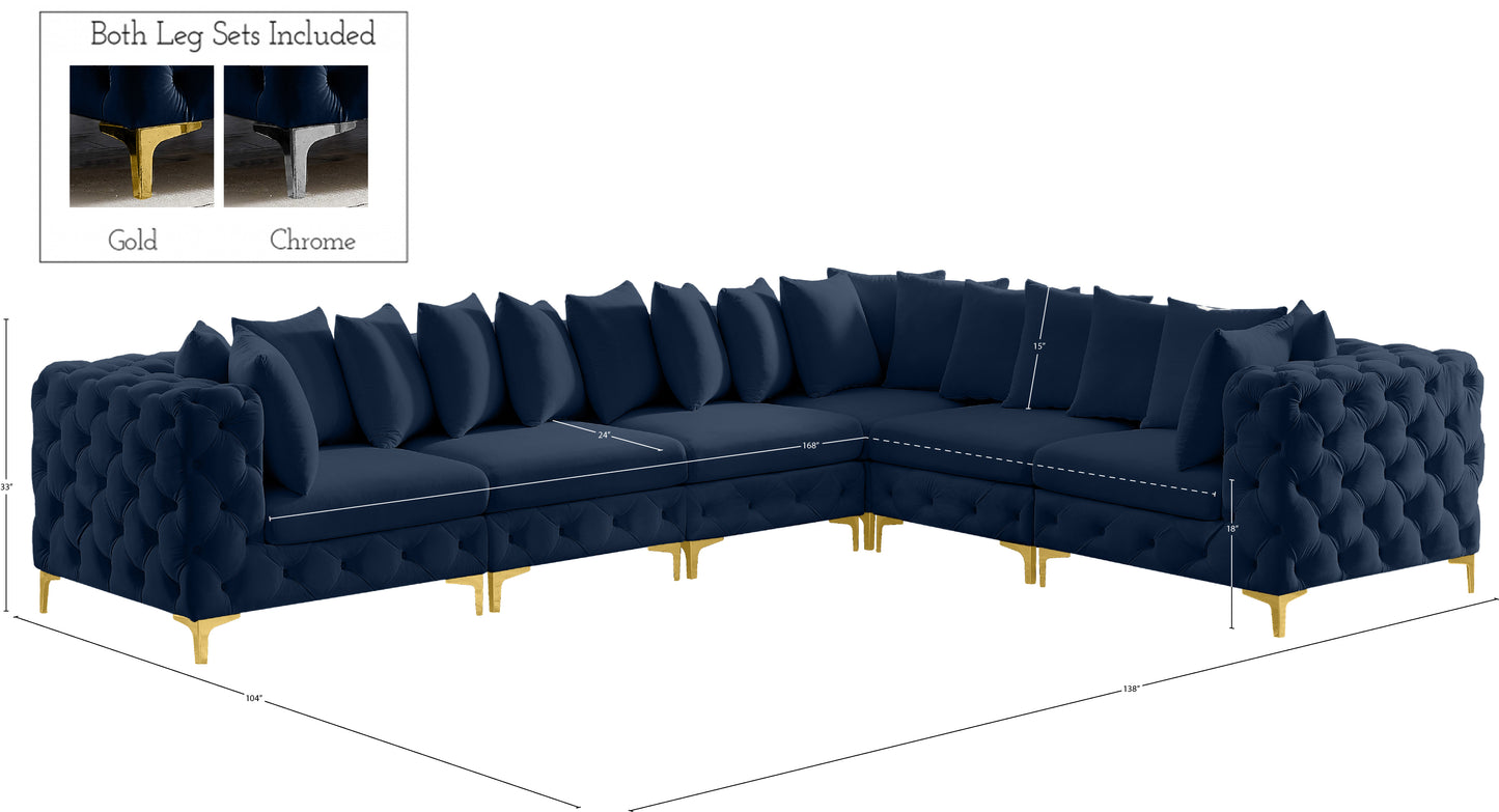 westmount navy velvet modular sectional sec6a