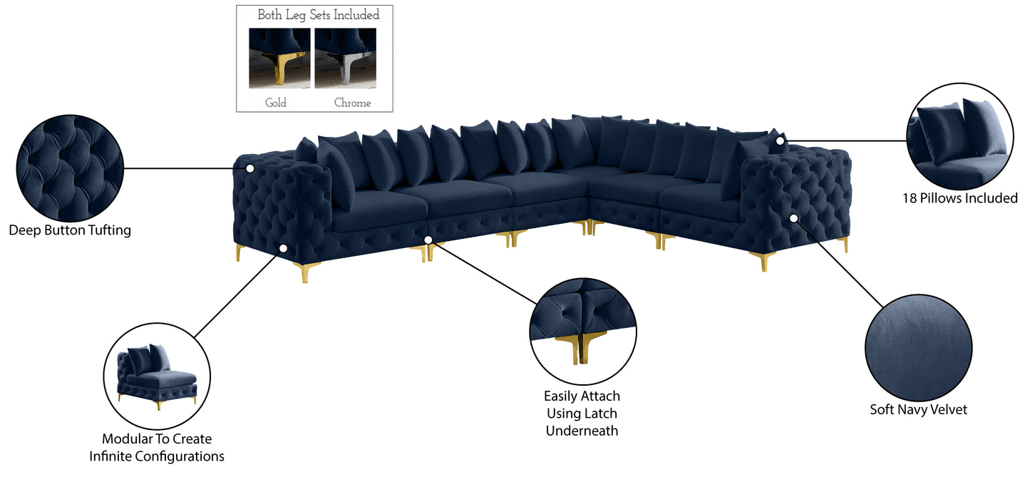 westmount navy velvet modular sectional sec6a