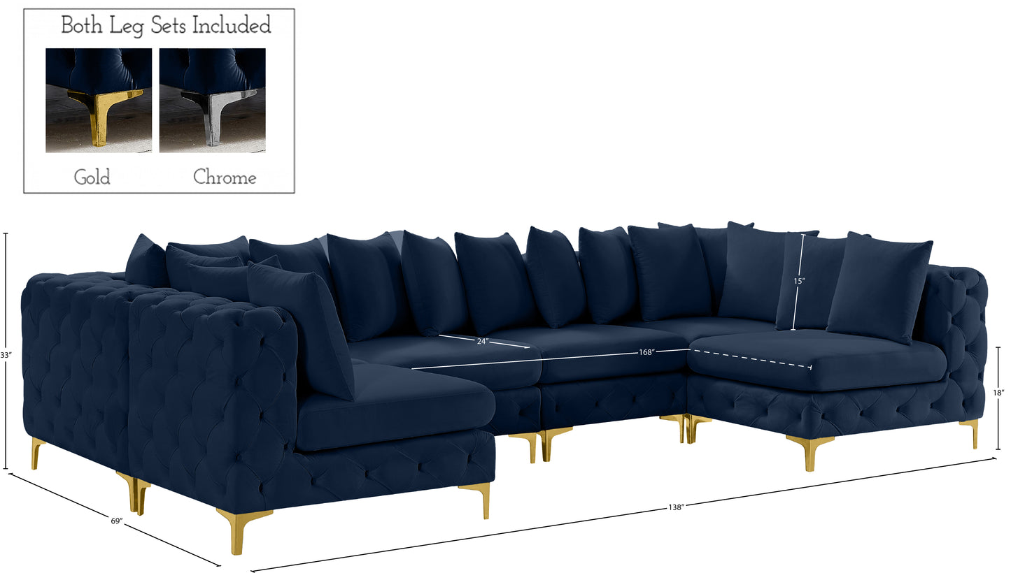 westmount navy velvet modular sectional sec6b