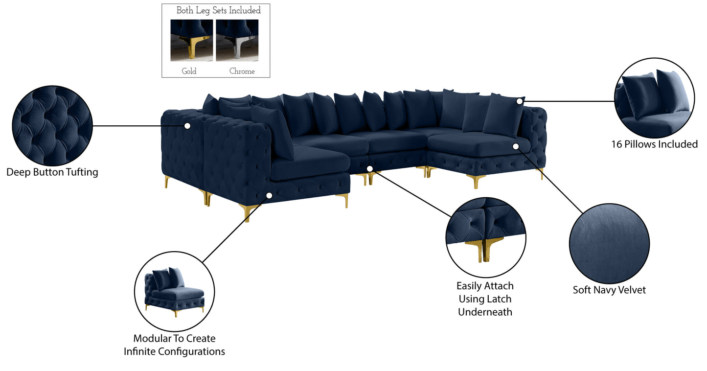 westmount navy velvet modular sectional sec6b