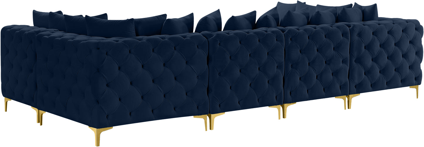 westmount navy velvet modular sectional sec6b