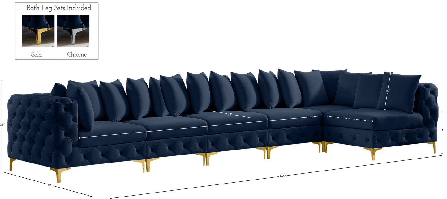 westmount navy velvet modular sectional sec6c