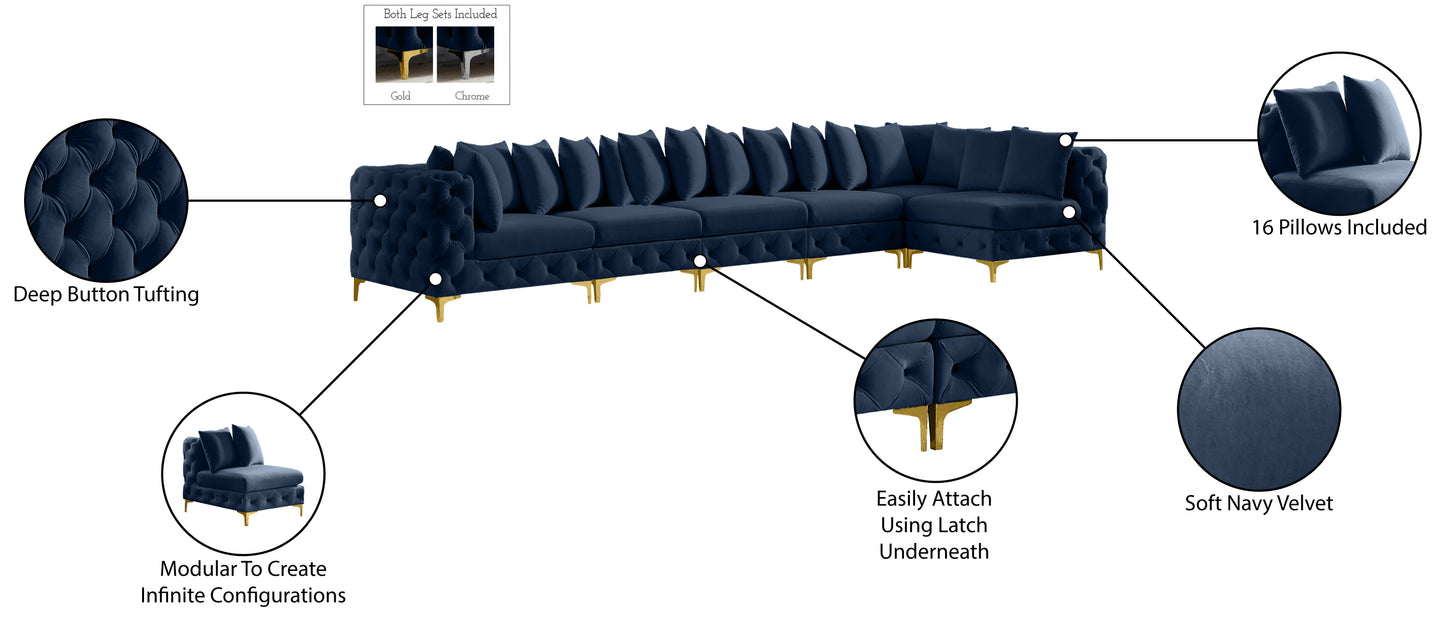 westmount navy velvet modular sectional sec6c