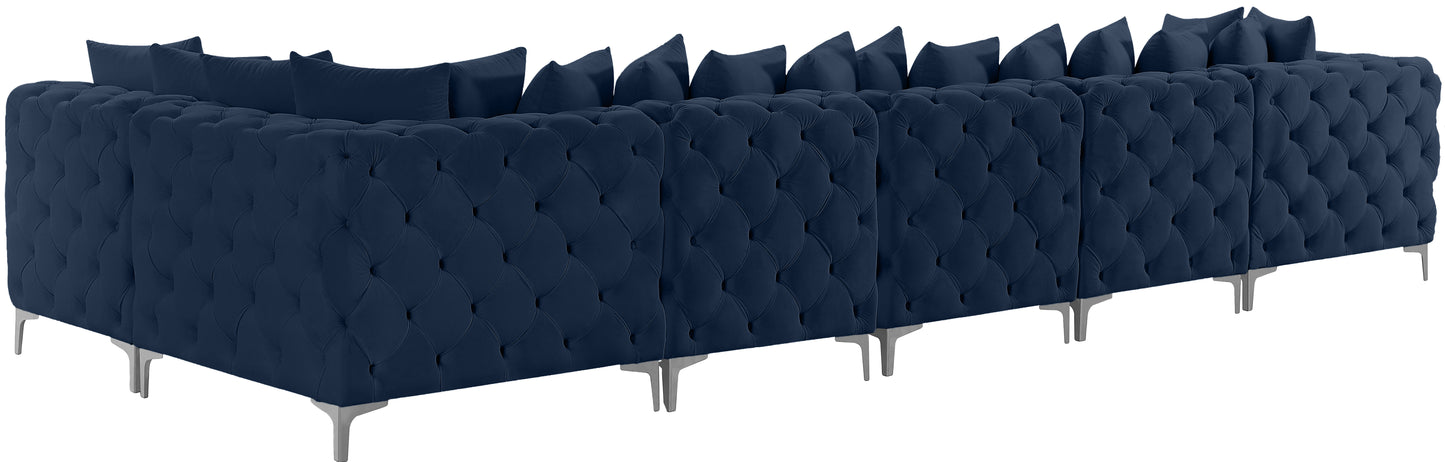 westmount navy velvet modular sectional sec6c