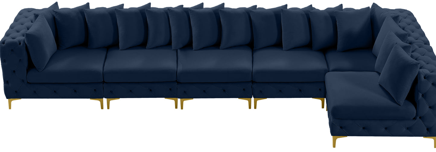 westmount navy velvet modular sectional sec6c