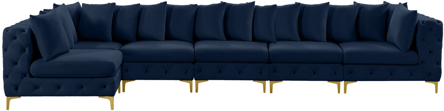 westmount navy velvet modular sectional sec6c