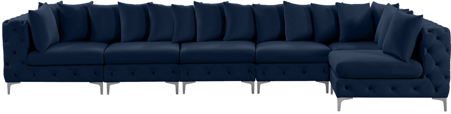 westmount navy velvet modular sectional sec6c